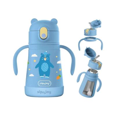 SipnJoy Sippy Pals Çocuk Su Termosu 360 ml Koyu Mavi - 2