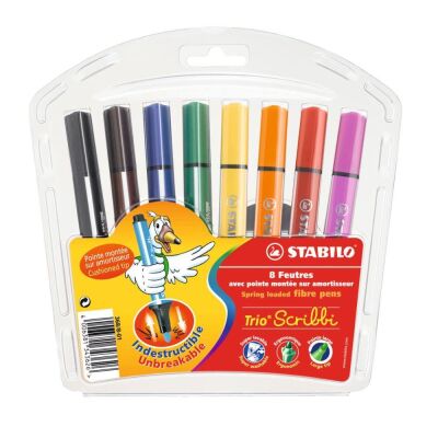 Stabilo Trio Scribbi 8'li Yaylı Uçlu Keçeli Kalem - 1