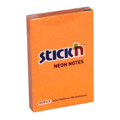 Stickn Neon Yapişkan Not Kağıdı Dikdörtgen 51x76 mm 100lü Oranj - 1