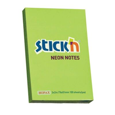 Stickn Neon Yapişkan Not Kağıdı Dikdörtgen 51x76 mm 100lü Yeşil - 1