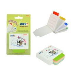 Stickn Yapışkanlı Not Kağıdı Beyaz Çizgili Ayraçlı 100 Yaprak - Stickn