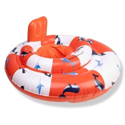 Swim Essentials Red White Whale Bebek Sırt Destekli Yüzme Simidi 0-1 Yaş - Swim Essentials