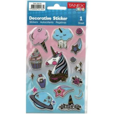 Tanex Sticker Unicorn Gümüş - 1