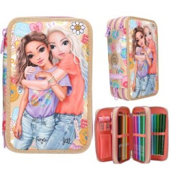 Top Model 3 Katlı İçi Dolu Kalem Kutusu Kız Gücü Modeli - Top Model