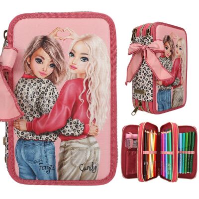 Top Model 3 Katlı İçi Dolu Kalem Kutusu Leopar Fiyonk - 1