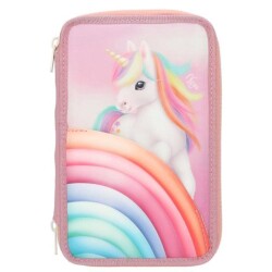 Top Model 3 Katlı İçi Dolu Kalem Kutusu Unicorn Gökkuşağı - Top Model