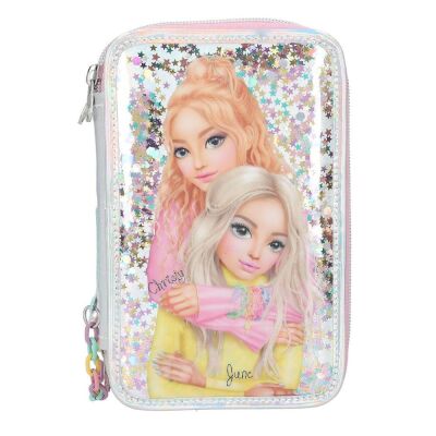 Top Model İçi Dolu Kalem Kutusu Parlak Gümüş - 1