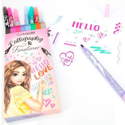 Top Model Kaligrafi ve Fineliner Kalem Seti Defter - 2