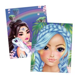 Top Model Kızlar Boyanabilir Şablonlu Stickerli Tasarım Defteri - 3