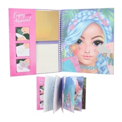 Top Model Kızlar Boyanabilir Şablonlu Stickerli Tasarım Defteri - 6