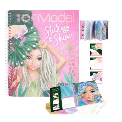 Top Model Kızlar Boyanabilir Şablonlu Stickerli Tasarım Defteri - 1