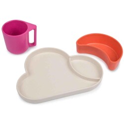 Tum Tum Bambu Yemek Seti Pembe/Turuncu - Tum Tum