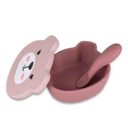 Tum Tum Silikon Vakumlu, Kapaklı Kase ve Kaşık Seti Betsy Bear - 4