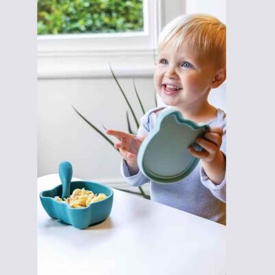 Tum Tum Silikon Vakumlu, Kapaklı Kase ve Kaşık Seti Boris Bear - 4