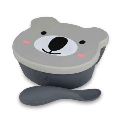Tum Tum Silikon Vakumlu, Kapaklı Kase ve Kaşık Seti Kev Koala - Tum Tum