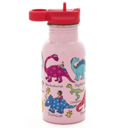 Tyrrell Katz Pipetli Çelik Matara 400Ml Pink Dino - Tyrrell Katz