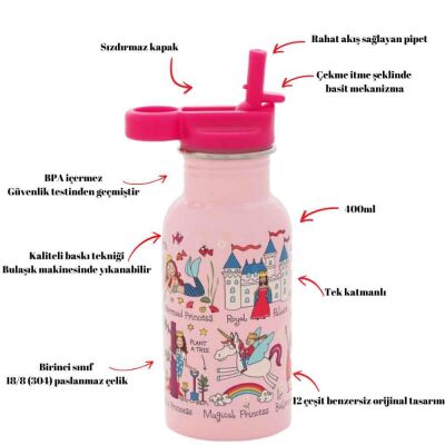 Tyrrell Katz Pipetli Çelik Matara 400Ml Princess - 3