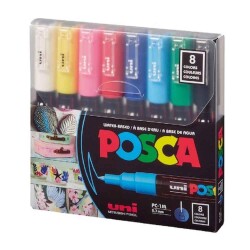 Uni Posca 0.7 Mm Su Bazlı Poster Markör 8li - Uniball
