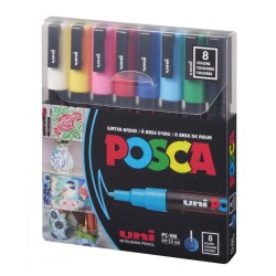 Uniball Posca 0.9 1.3 Poster Markör Ana Renk 8li - Uniball