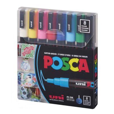 Uniball Posca 0.9 1.3 Poster Markör Ana Renk 8li - 1