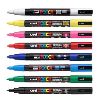 Uniball Posca 0.9 1.3 Poster Markör Ana Renk 8li - 2