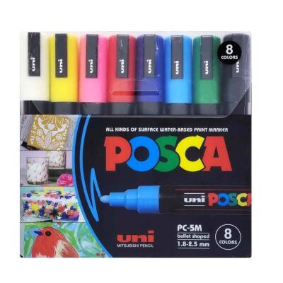 Uniball Posca PC-5M Poster Markör Ana Renkler 8li 1.8 MM-2.5 MM - 1