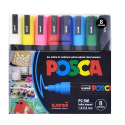 Uniball Posca PC-5M Poster Markör Ana Renkler 8li 1.8 MM-2.5 MM - Uniball