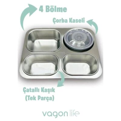 Vagon Life Bölmeli Çelik Yemek Termosu 1200 ML XC7080 - 3