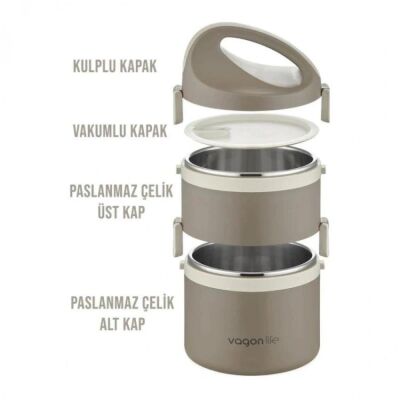 Vagon Life Çelik Yemek Termosu 2 Katlı Sefertası BL40130 - 3