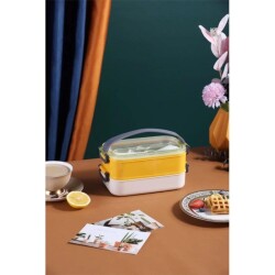 Vagon Life Çelik Yemek Termosu 2 Katlı Sefertası XC462 Kulplu 1400 ML - 7