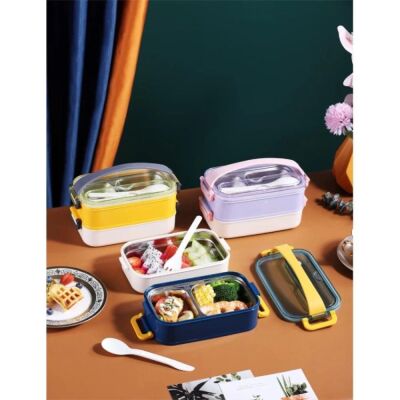 Vagon Life Çelik Yemek Termosu 2 Katlı Sefertası XC462 Kulplu 1400 ML - 2