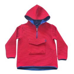 Yarım Fermuarlı Önden Cepli Kapişonlu Sweatshirt - 2