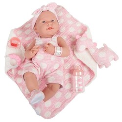 Yenidoğan Oyuncak Bebek Kız 38 cm Pembe Puanlı - Berenguer