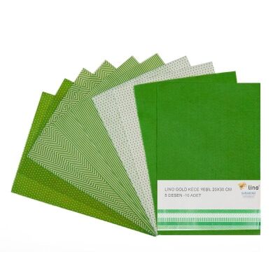 Yeşil Keçe 5 Desen 10lu 20 x 30 cm - 1