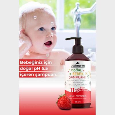 Yeşil Marka Doğal Bebek Şampuanı 400 ML Çilekli - 4
