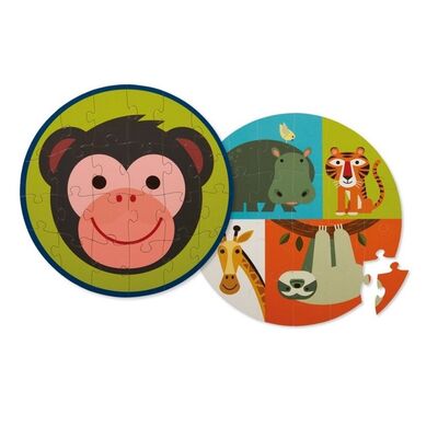 Yuvarlak Puzzle 24 Parça Maymun ve Arkadaşları
